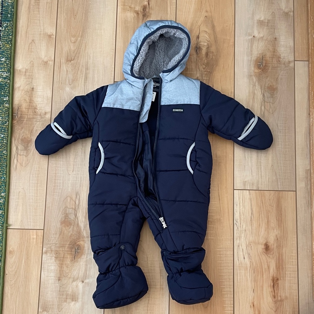 OshKosh B'gosh Navy and Gray Kids One Piece Snowsuit